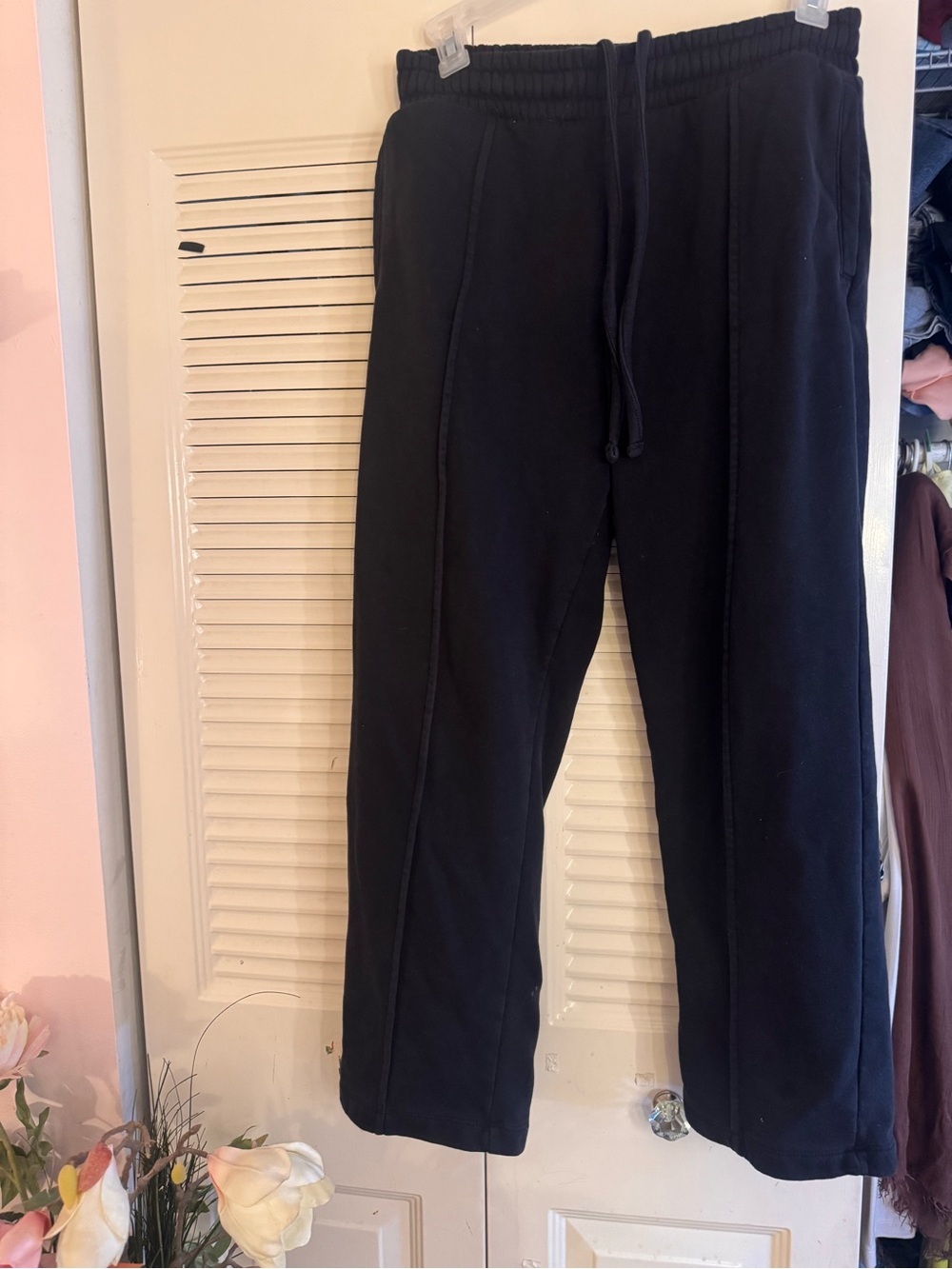 D&f Black Men's Drawstring Sweatpants with Center Seams